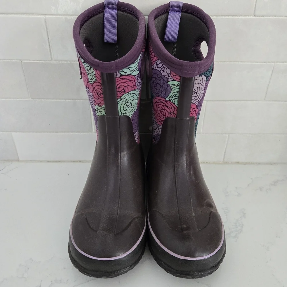 Bogs Classic High Handles Rosey Purple Floral Waterproof Insulated Snow Boots 4